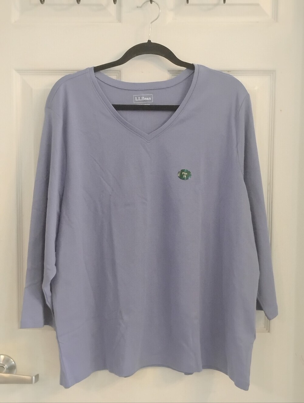 L.L Bean Larkspur/Blue Periwinkle V-neck With Three-quarter Sleeves Size 2X Plus